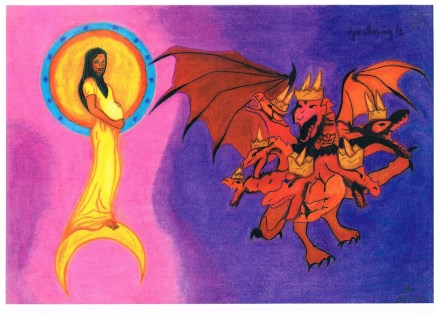 De vrouw en de draak : pasteltekening van John Astria