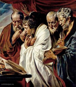 de 4 evangelisten: schilderij van Jacob Jordaens